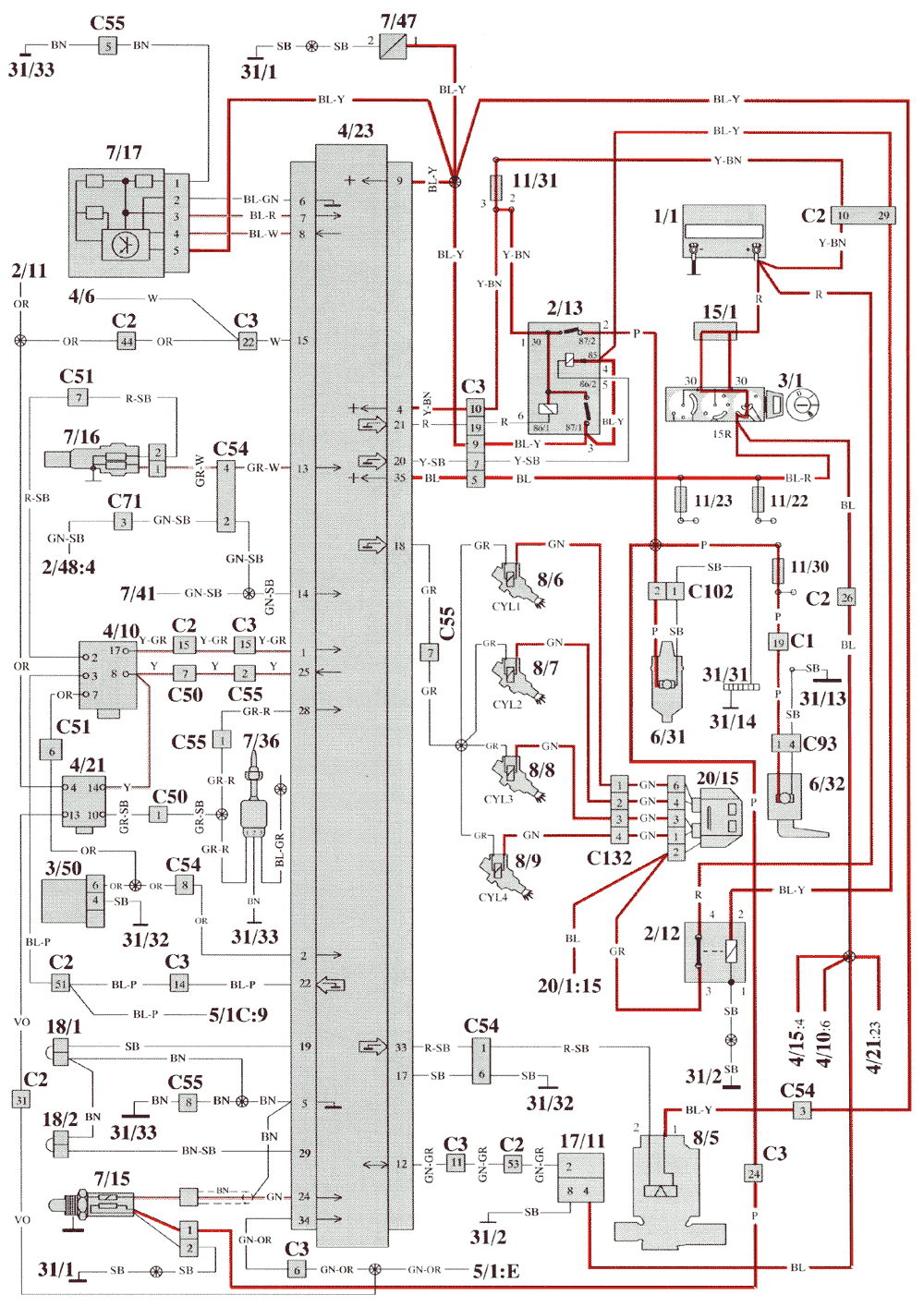 LH-jetronic multiport fuel injection system ( MFI ) 2.4 ( B230FT )