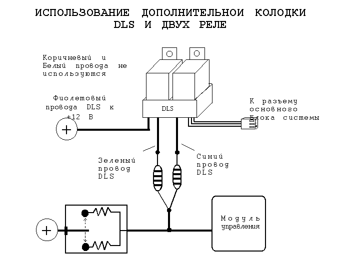 ИСПОЛЬЗОВАНИЕ ДОПОЛНИТЕЛЬНОЙ КОЛОДКИ DLS И ДВУХ РЕЛЕ