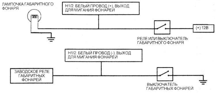 Н1/2. Белый провод (+)